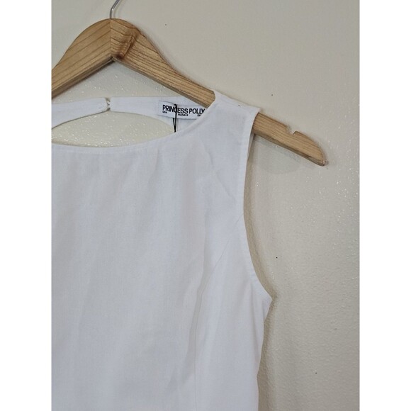 Princess Polly Womens Lilitina Top White Size US 4 New Linen Blend Open Back - Picture 2 of 10